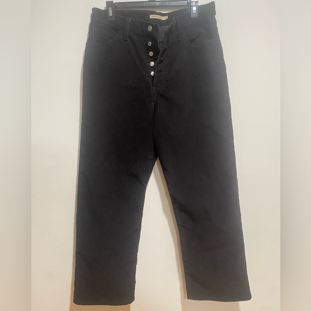 Levi's Women’s Jeans Ribcage Straight Ankle Corduroy Pants Black  W32 L27   NWOT